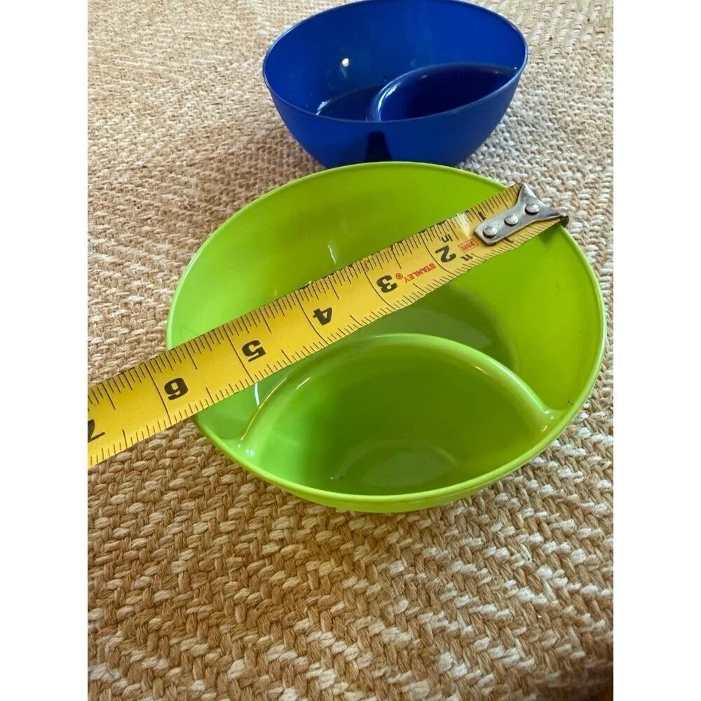 Set of 2 Divided Plastic Snack Bowls